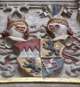 Wappen des Fürstbischofs Konrad von Bibra †1544, Grabmal im Dom zu Würzburg (Photo: Heimann)